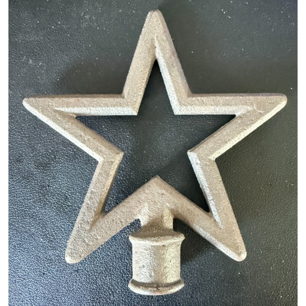 Vintage Solid STAR Cast Iron Finial Architectural Rustic Fence Post Topper 5"